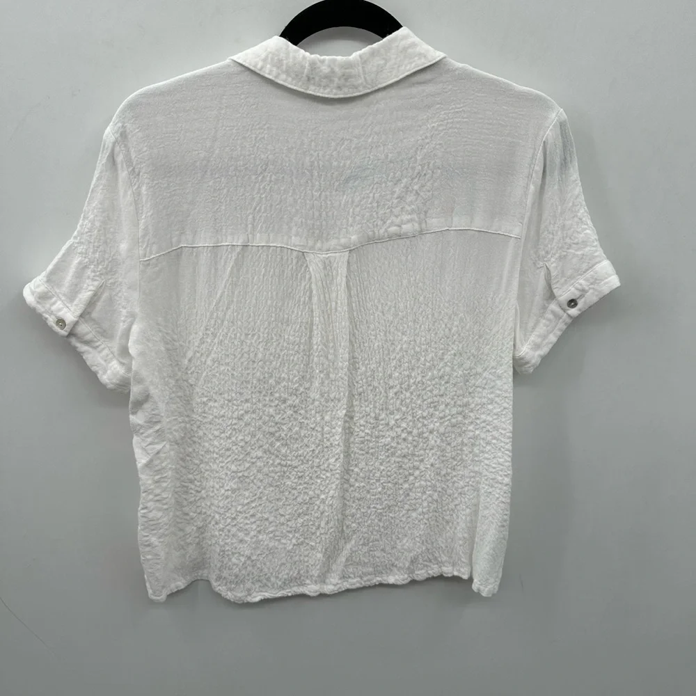 JANE & DELANCEY white shirt sleeve lightweight blouse.  SMALL - Picture 2 of 10